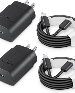 25W USB-C Fast Charger Block with C-to-C Cable [PD PPS Compatible] for Galaxy S24/S23/S22, Pixel 8/7, Z Flip 5, i Phone 16/15 - Compact Type C Charger